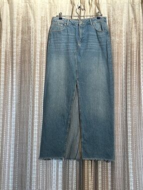 ASOS Blue Denim Maxi Skirt with Front Slit